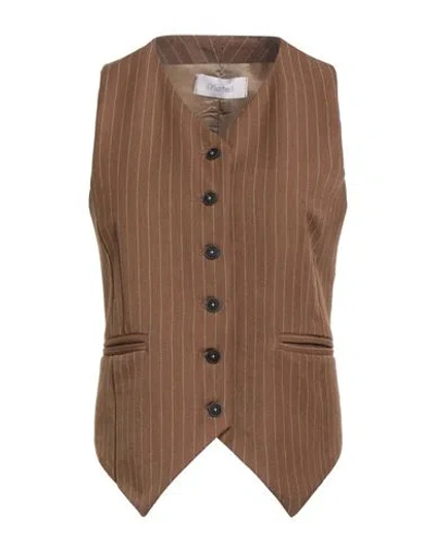 Motel Woman Tailored Vest Camel Size M Polyester, Viscose, Elastic Fibres, Acetate In Brown