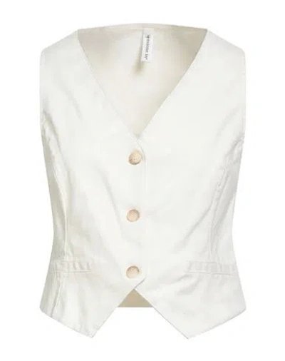 Tensione In Woman Tailored Vest Cream Size S Cotton, Elastane In White