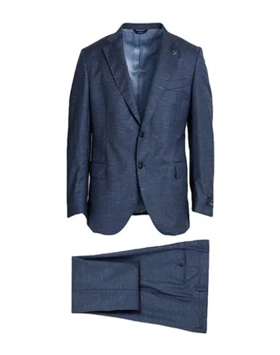 Tombolini Man Suit Slate Blue Size 46 Wool, Silk, Elastane In Blue