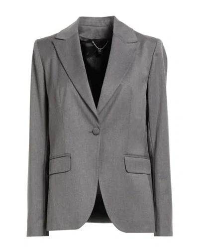 Revise Concept Woman Blazer Grey Size 8 Polyester, Viscose, Elastane In Gray