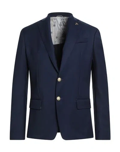 Havana & Co. Man Blazer Midnight Blue Size 40 Polyester, Viscose, Elastane In Blue