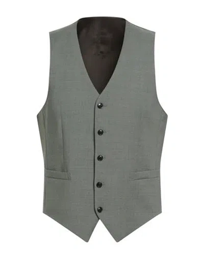 Tiger Of Sweden Man Tailored Vest Sage Green Size 42 Polyester, Wool, Elastane In Green