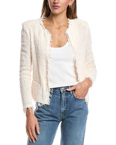Iro Cotton Jacket Collarless Textured Fabric In Neutral