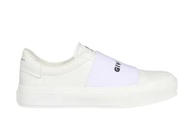 Pre-owned Givenchy Men's  Leather Webbing  Sneakers In White/black In Multi