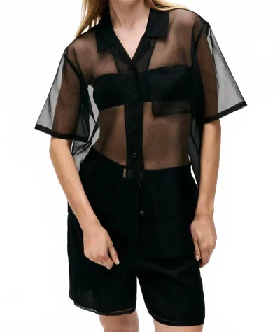 Silk Laundry Organza Camp Shirt In Black In Black
