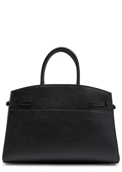Demellier The Hudson Midi Grained Leather Top Handle Bag In Black