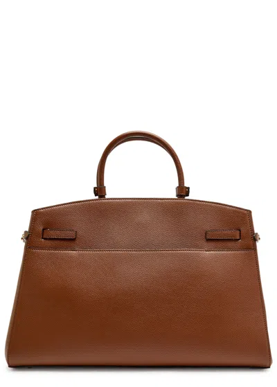 Demellier The Hudson Grained Leather Top Handle Bag In Brown