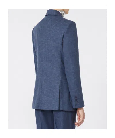 Max Mara Double-breasted Wool Blazer In Blue