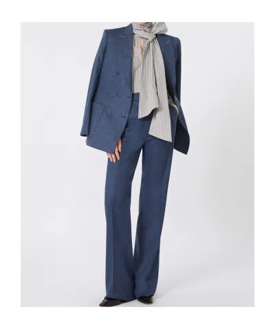 Max Mara Double-breasted Wool Blazer In Blue
