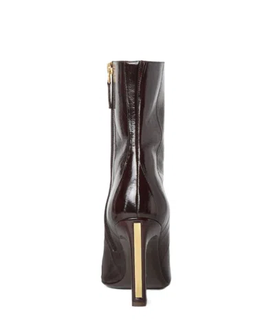 Fendi Women Brown Ankle Boots With Arc Heel And Side Zip Closure In Leather Woman In Black