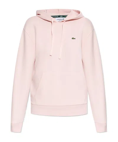 Lacoste Piqué Hoodie In Pink