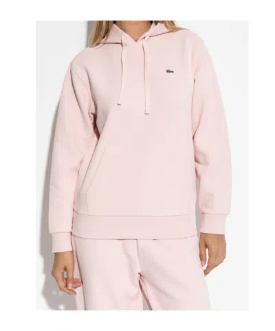 Lacoste Piqué Hoodie In Pink