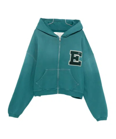 Erl Unisex Letterman Hoodie In Green