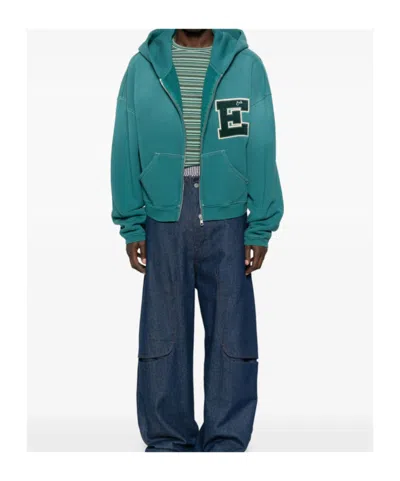 Erl Unisex Letterman Hoodie In Green