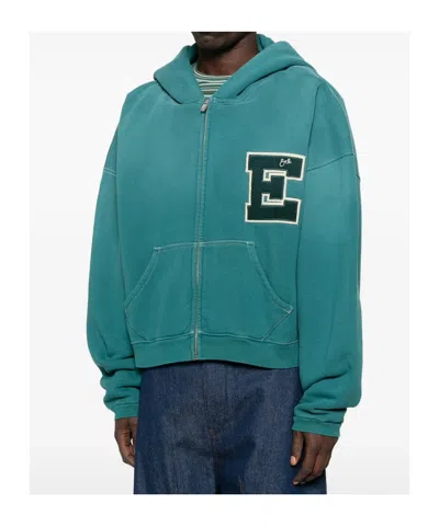 Erl Unisex Letterman Hoodie In Green