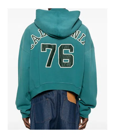 Erl Unisex Letterman Hoodie In Green