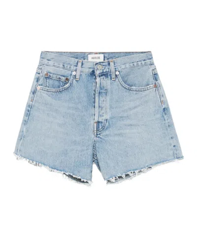 Agolde Five-pocket Denim Shorts In Blue