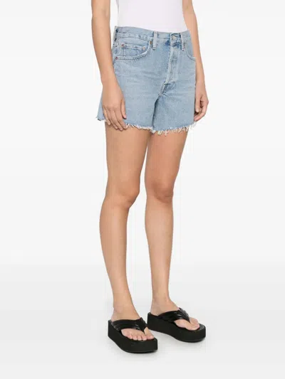 Agolde Five-pocket Denim Shorts In Blue