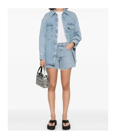 Agolde Five-pocket Denim Shorts In Blue