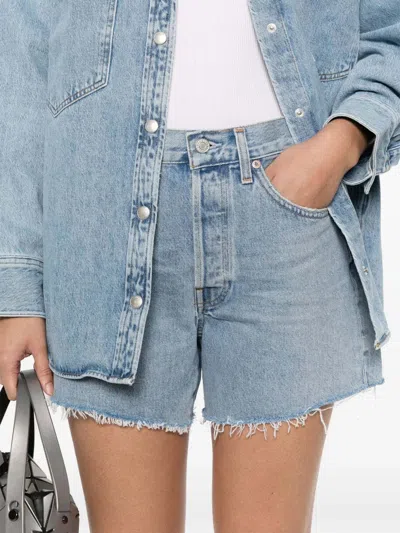 Agolde Five-pocket Denim Shorts In Blue