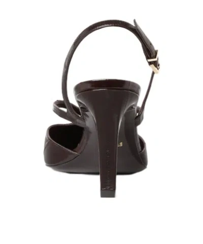 Fendi Brown Hagfish Leather High-heeled Slingbacks In Brown