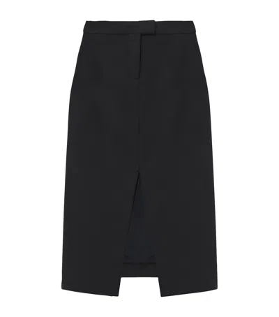 Alexander Mcqueen Tailored High-waisted Wool Midi Skirt In Black