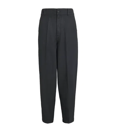 Lemaire Navy Tapered Trousers In Blue