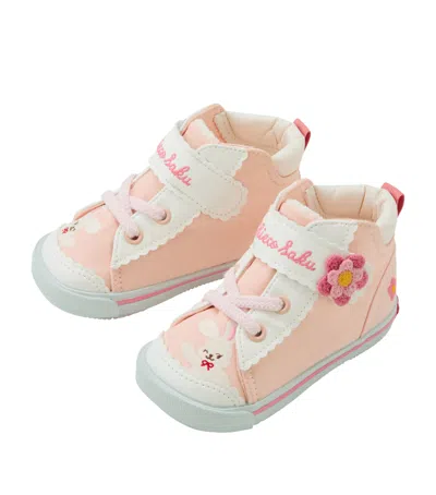 Miki House Floral-appliqué Sneakers In Pink