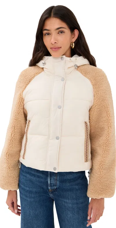 Ugg Braid Puffer Jacket Cream/sand In Multi