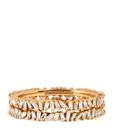 Suzanne Kalan Yellow Gold And Diamond Tech Ring Jackets In Brown