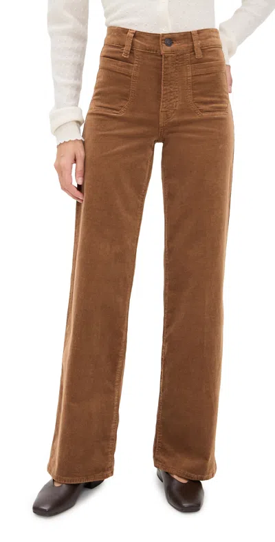 Frame Le Slim Palazzo Modernist Pocket Cotton-blend Corduroy High-rise Wide-leg Pants In Brown