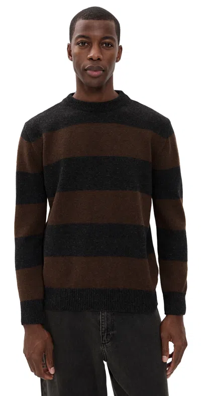 Far Afield Combine Striped Knit Sweater Grey/brown In Brown