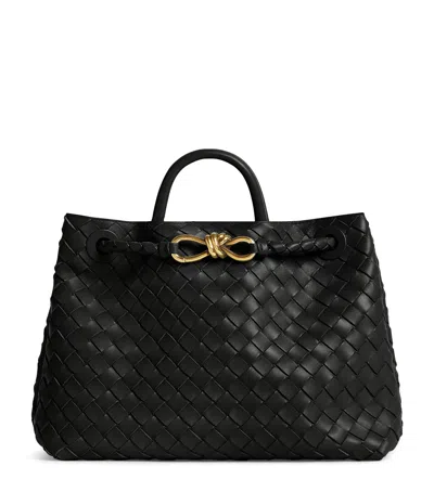 Bottega Veneta Women Andiamo Leathwer Shoulder Bag With Intrecciato Motif In Black