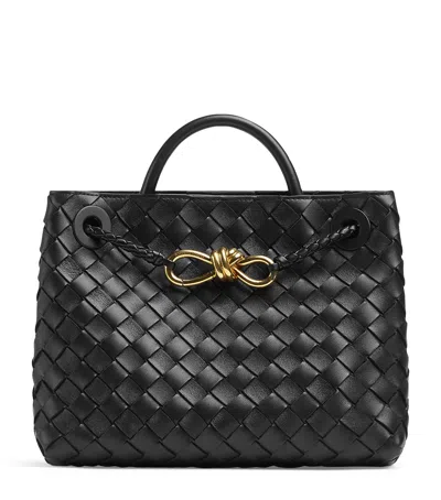 Bottega Veneta Small Andiamo Intrecciato Leather Top Handle Bag In Black