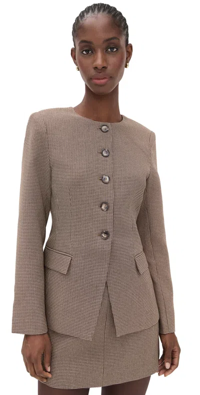 Astr Bellmere Jacket Brown Houndstooth In Gray