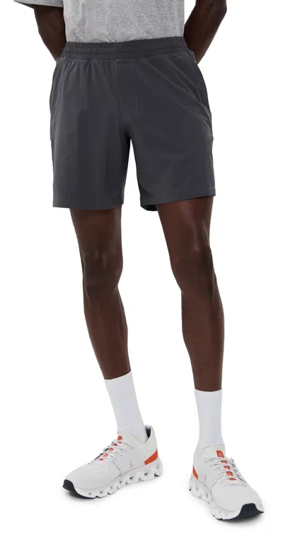 Beyond Yoga Long Run Lined Shorts 7 Graphite In Gray