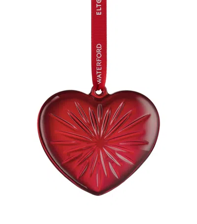 Waterford Elton John Aids Foundation Crystal Red Heart Ornament In Red