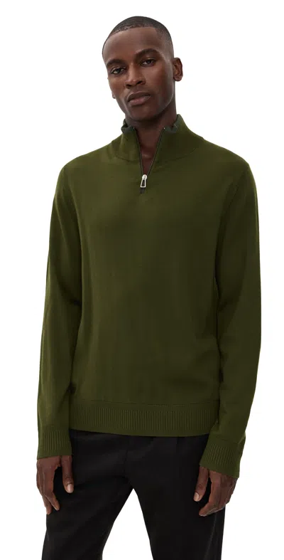 Ps By Paul Smith Khaki Merino Wool Half Zip Sweater Green In Green