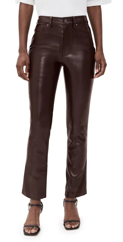 Anine Bing Womens Deep Brown Bruno Slim-leg Leather-blend Trousers In Brown