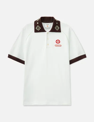 Casablanca Piqu Cotton Polo Shirt In White