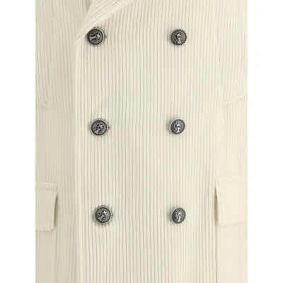 Brunello Cucinelli Men One-and-a-half-breasted Coat In Neutral