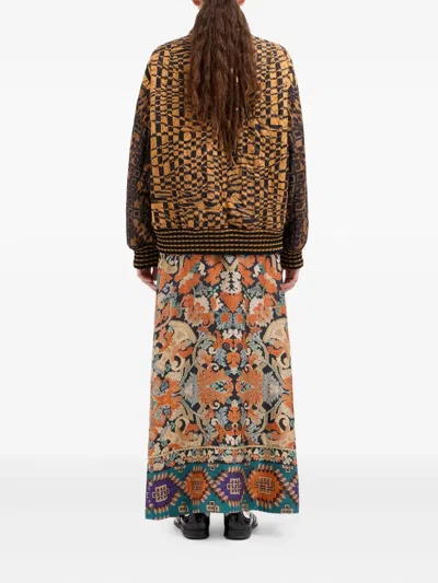 Pierre-louis Mascia Geometric-pattern Bomber Jacket In Brown