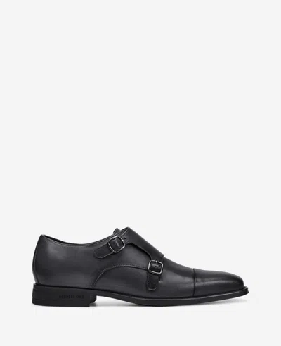Kenneth Cole Charles Double Monk Strap Cap Toe Oxford Shoe In Black