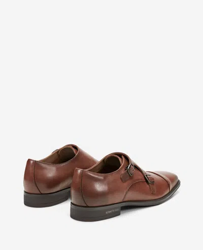 Kenneth Cole Charles Double Monk Strap Cap Toe Oxford Shoe In Brown