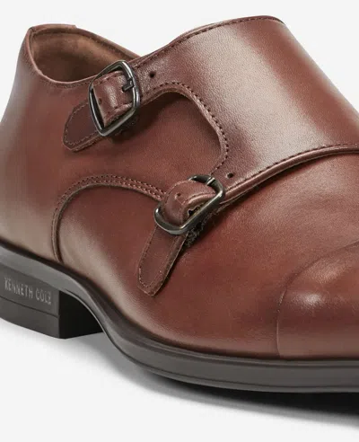 Kenneth Cole Charles Double Monk Strap Cap Toe Oxford Shoe In Brown