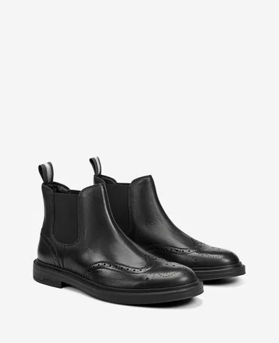 Kenneth Cole Frank Double Gore Wingtip Chelsea Boot In Black