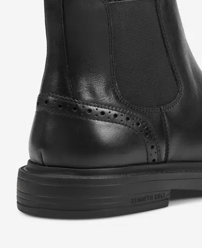 Kenneth Cole Frank Double Gore Wingtip Chelsea Boot In Black
