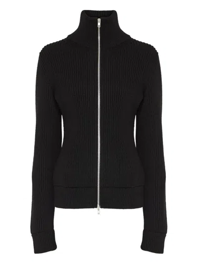 Maison Margiela Black Wool Zip-up Cardigan In Black