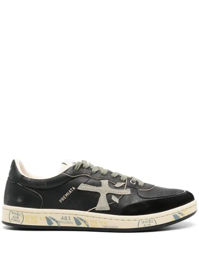Premiata Bsktclay Leather Sneakers In Black