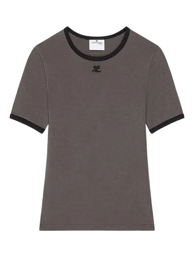 Courrèges Courregès Heritage Contrast T-shirt In Gray